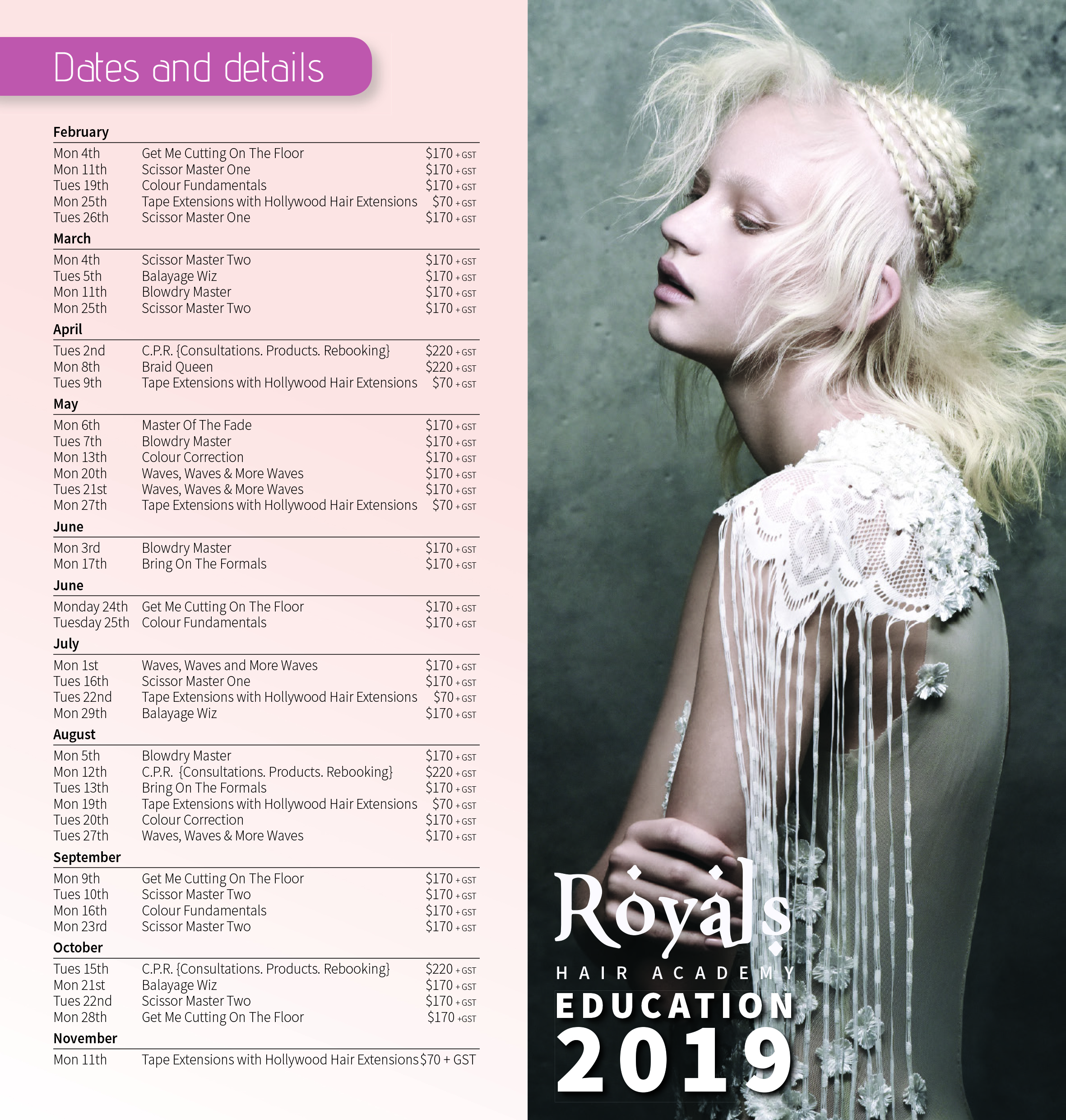 2019 Royals Hair Academy Calendar Mini 1